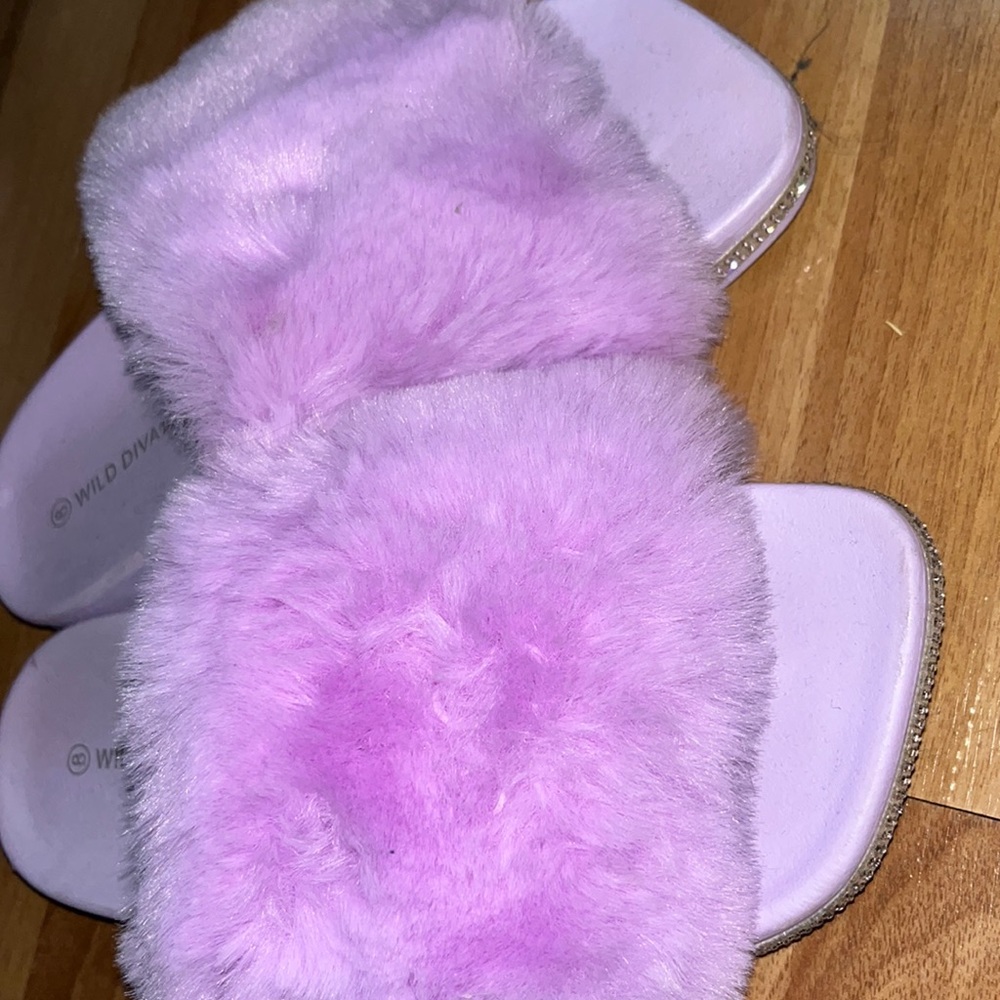 Sparkly Purple Fluffy Slides